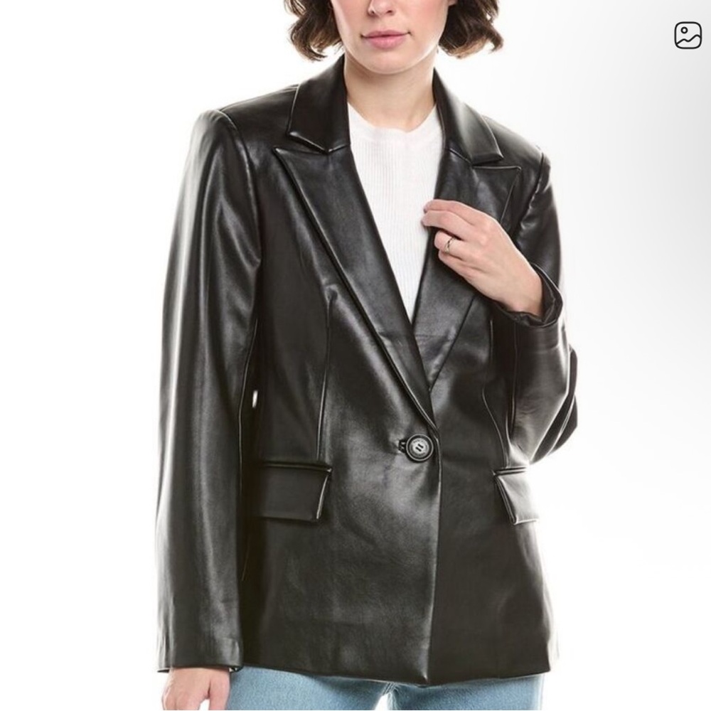 NWT - Sam Edelman faux leather Cutaway Blazer